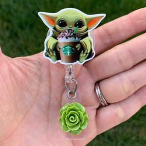 Starbucks Baby Yoda Retractable Badge Holder